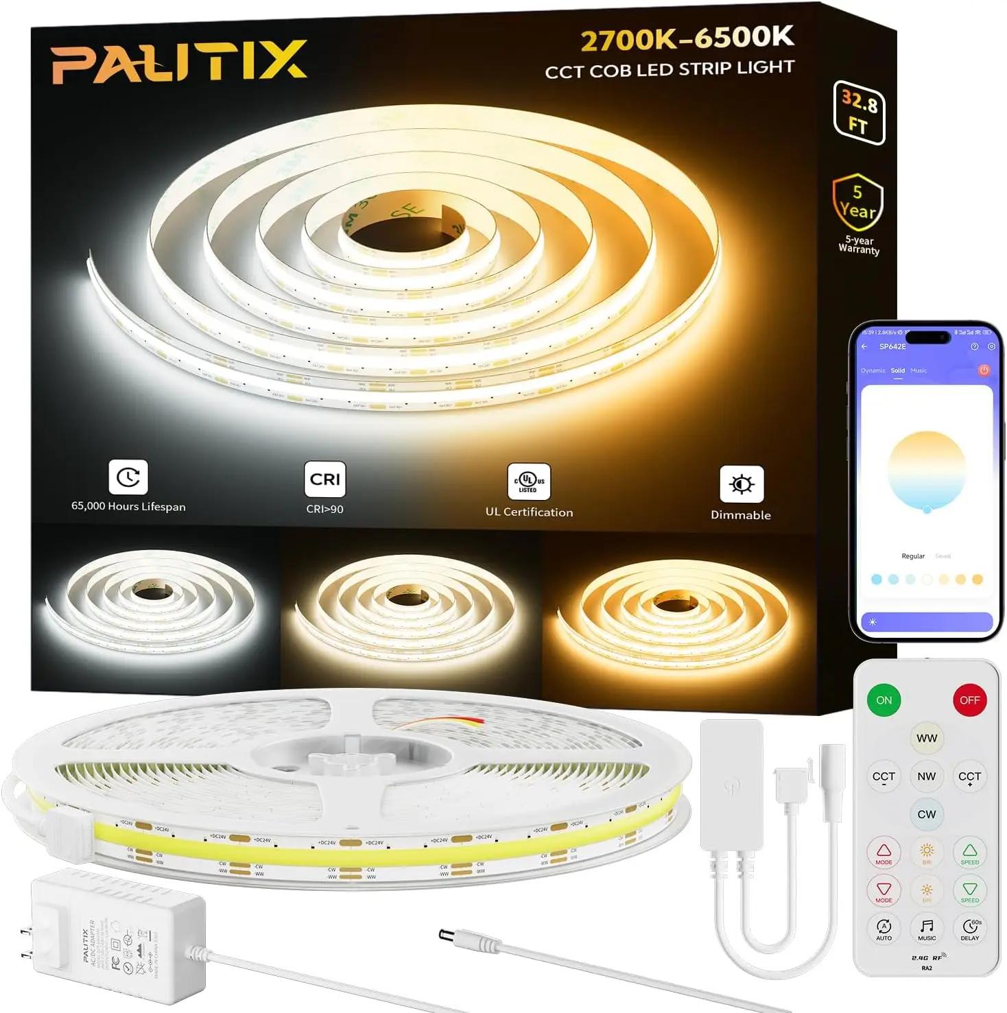 PAUTIX COB CCT LED Ʈ Ʈ ŰƮ,    , RA90   , LED  Ʈ, 10m, 2700K-6500K,   640LED/m